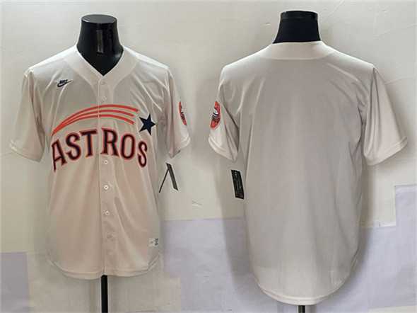 Men%27s Houston Astros Blank Cream Throwback Cooperstown Collection Limited Stitched Jersey